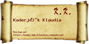 Kaderják Klaudia névjegykártya